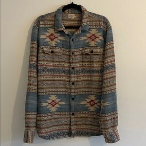 Faherty Men’s Southwestern Pattern Long Sleeve Button Up Shirt Flannel XL